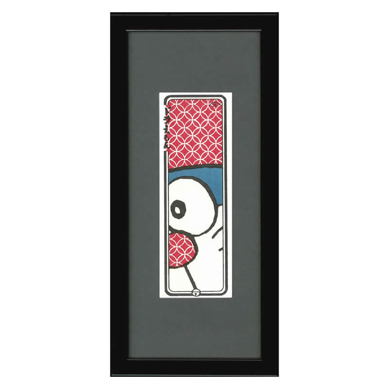 ドラえもん 小型・ミニ浮世絵木版画「七宝模様（マット額入り