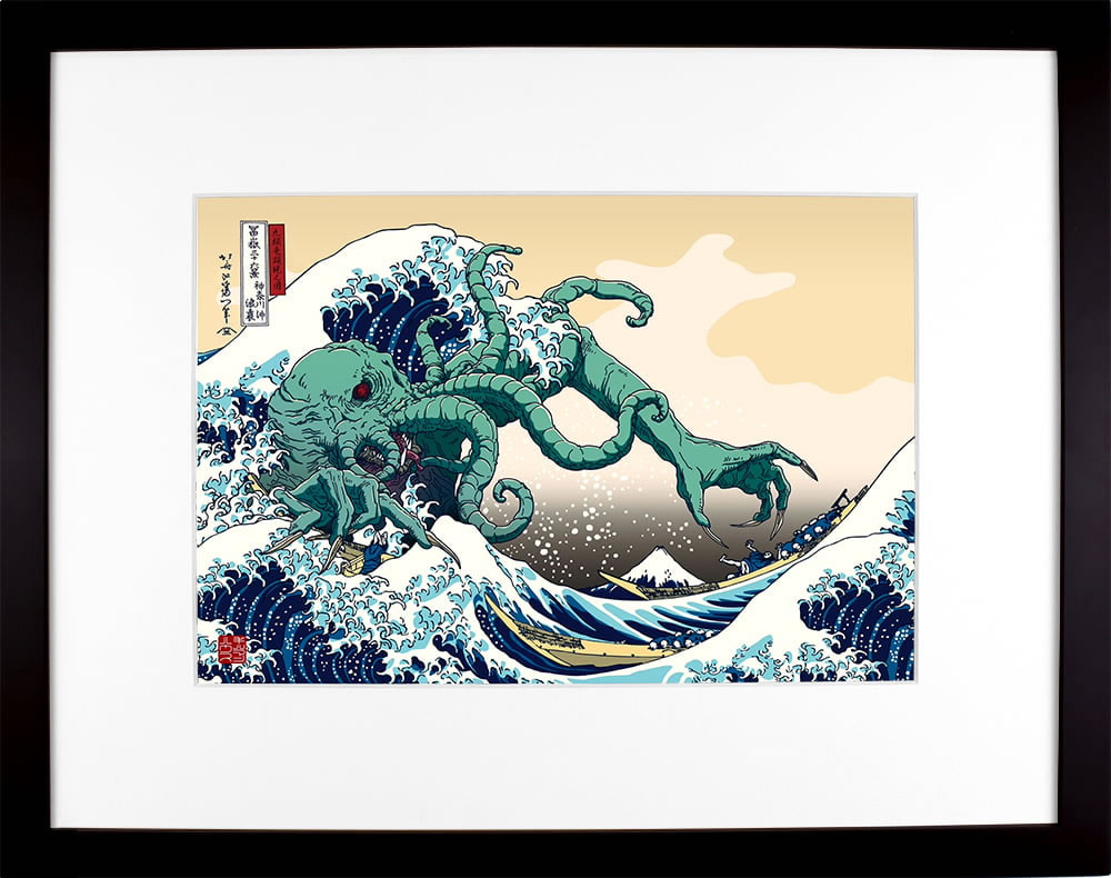 クトゥルフ神話 浮世絵木版画「神奈川沖浪裏 九頭竜顕現之図」