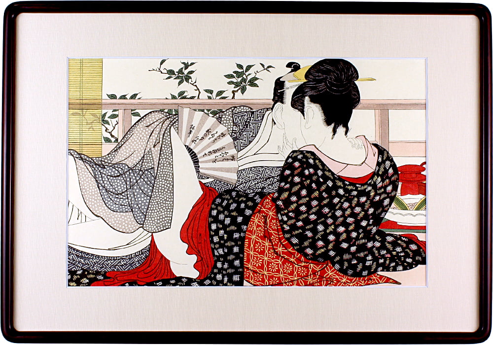 喜多川歌麿 浮世絵春画「歌まくら・料亭の二階」