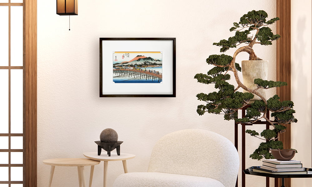 【絶品】東海道五十三次絵画　風情たっぷり５３の宿+江戸日本橋+京三条大橋計５５枚 京都 三条大橋 東海道五十三次 歌川広重 復刻版浮世絵