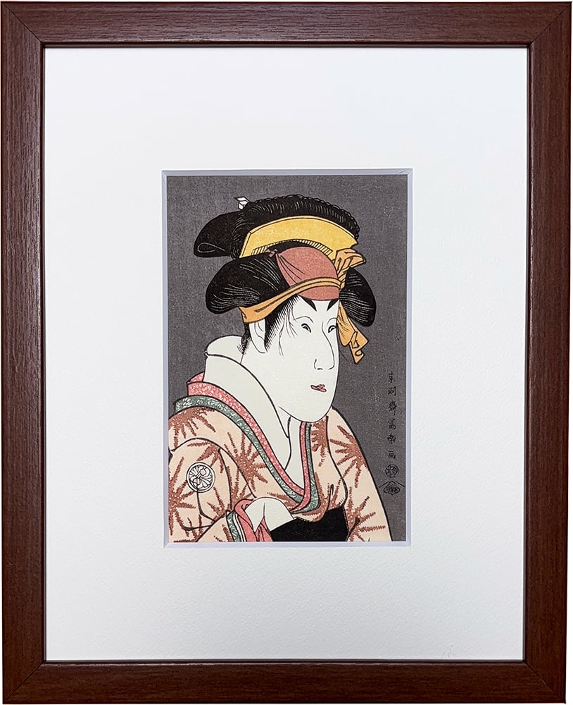 東洲斎写楽「三代目瀬川菊之丞の田辺文蔵の妻おしづ」小型・ミニ浮世絵木版画