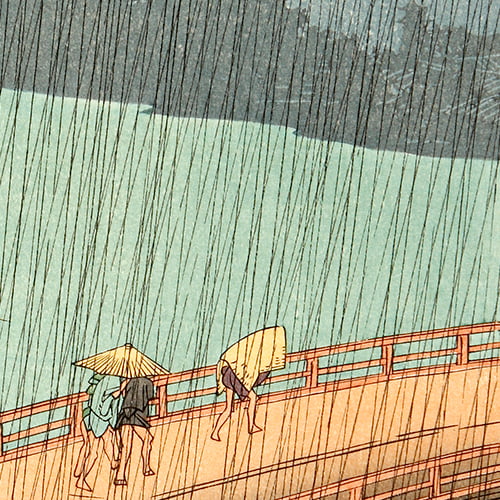 復刻浮世絵　歌川広重・名所江戸百景「大はしあたけの夕立」　額装 名所江戸百景 大はしあたけの夕立 - 歌川広重 - 日本画 - 名画
