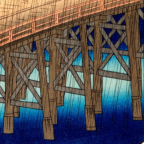 歌川広重「名所江戸百景 大はしあたけの夕立」浮世絵木版画