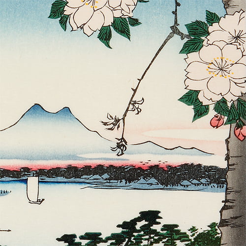 歌川広重「名所江戸百景 隅田川水神の森真崎」浮世絵木版画