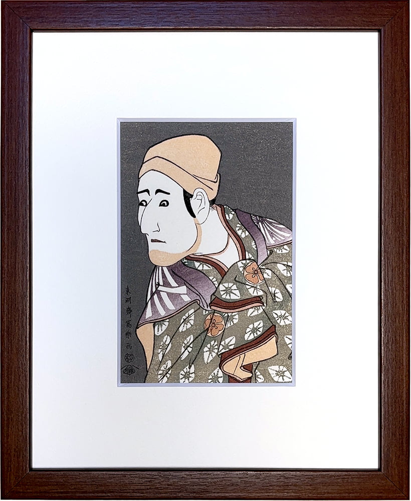 東洲斎写楽「八代目森田勘弥の駕籠駕籠舁鶯の次郎作」小型・ミニ浮世絵木版画