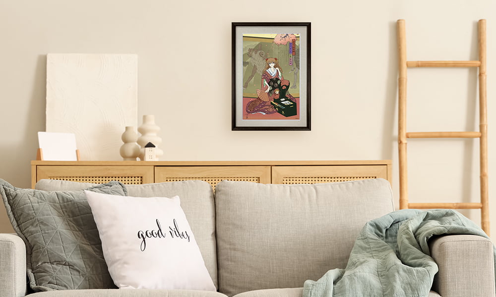 エヴァ浮世絵「箱根八里美人三画揃 アスカ」を飾ったイメージ写真