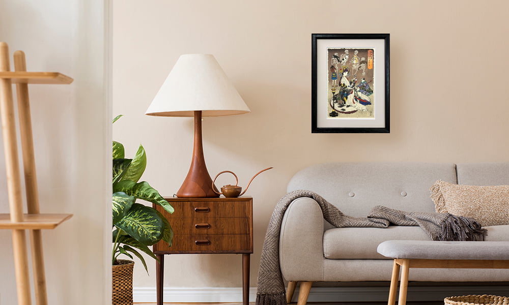 ゲゲゲ浮世絵「猫々太夫悟猫道之図」を飾ったイメージ写真