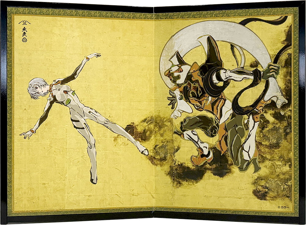 絵画　屏風　絵　インテリア エヴァ浮世絵屏風「EVANGELION 風神雷神図屏風～風神図：零号機／レイ