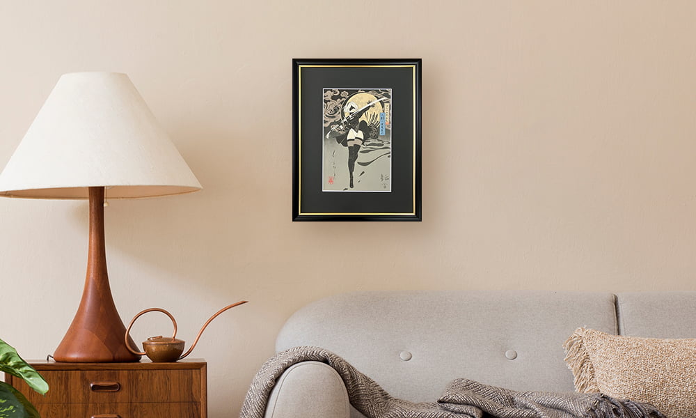 『NieR:Automata』 浮世絵木版画「ヨルハ二号B型」を飾ったイメージ写真