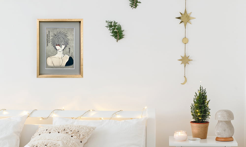 エヴァ浮世絵「エヴァ歌舞伎大首絵・渚カヲル」を飾ったイメージ写真