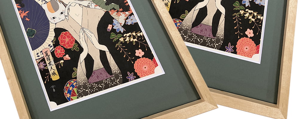 夏目友人帳浮世絵に合わせた専用マットと額
